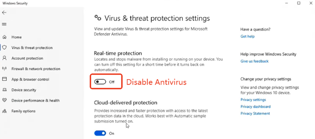 disable antivirus on computer