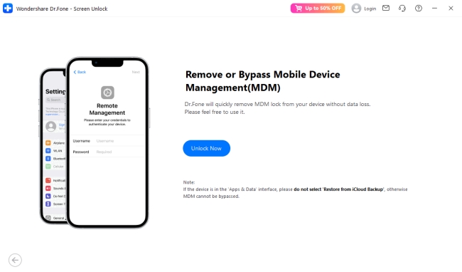 drfone screen unlock bypass mdm feature