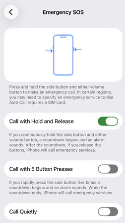 emergency sos settings