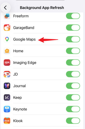 check if google maps is enabled to run in the background