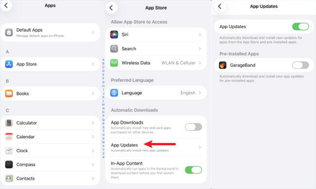 turn on iphone automatic app updates