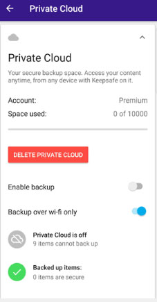 enable keepsafe private cloud