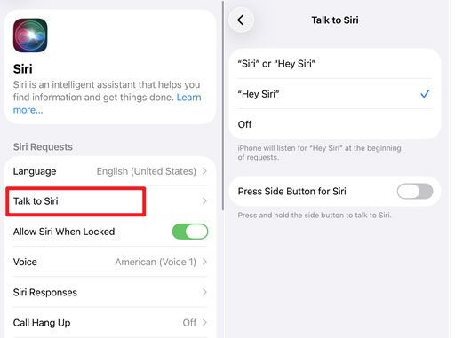 enable siri settings