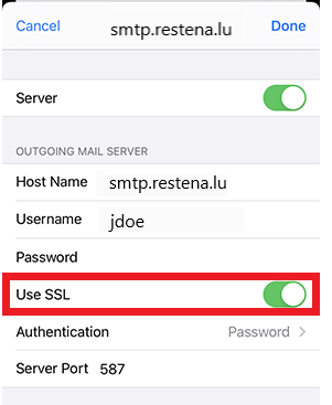 enable ssl for outgoing mail server
