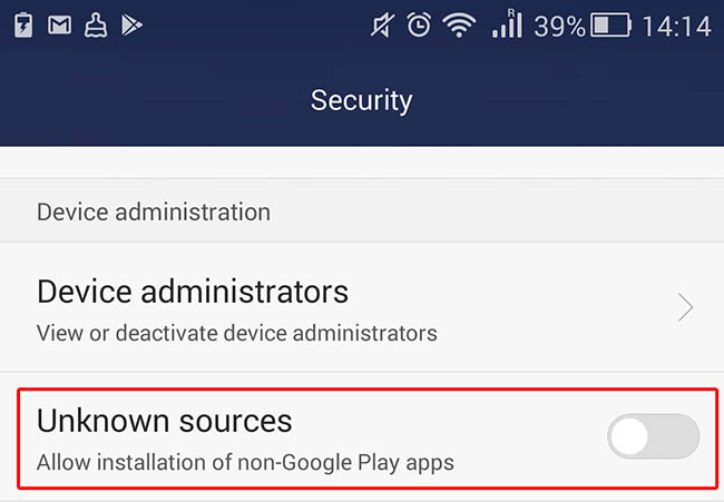enable unknow sources