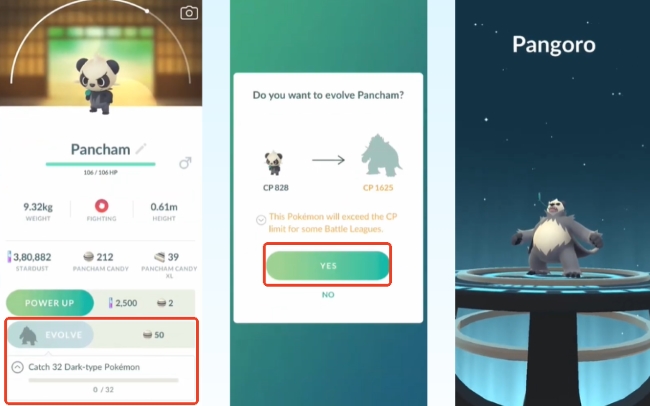 evolve pancham into pangoro