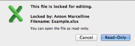 excel file is locked for editing prompt