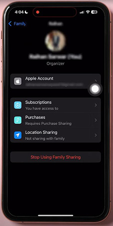 family member leave family iphone