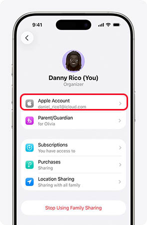 find apple id family