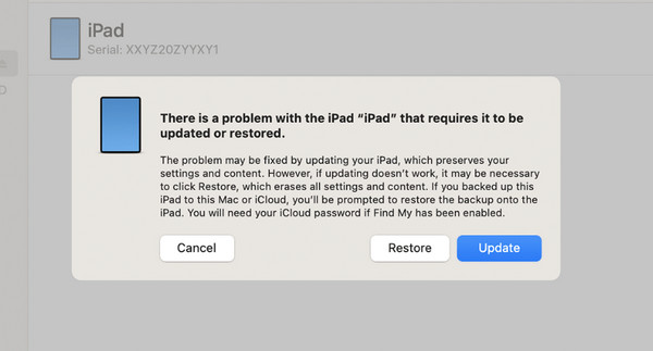 finder recovery mode restore ipad