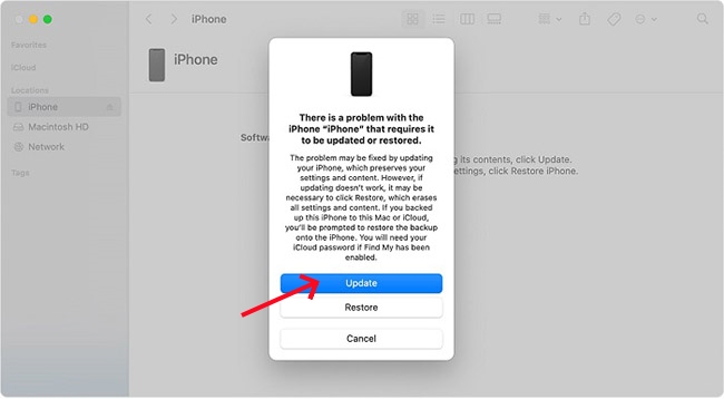 finder update iphone