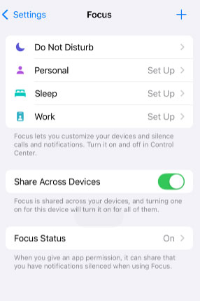 check focus mode settings