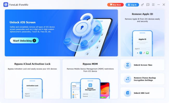 fonelab ios unlocker main interface