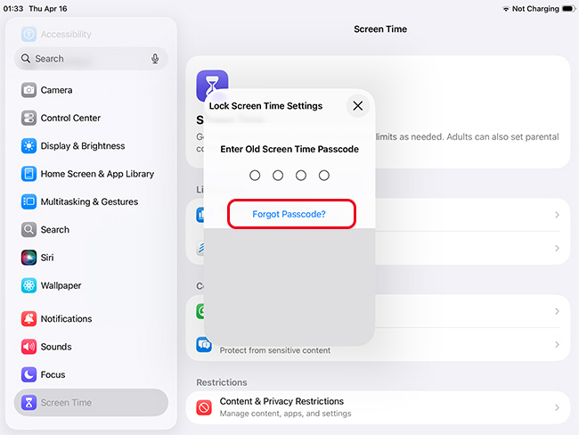 forgot ipad screen time passcode