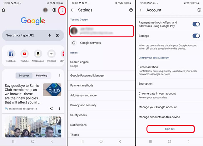 google app sign out account