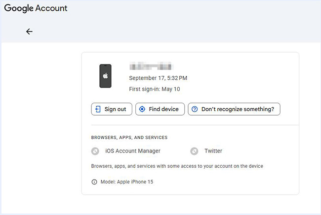 google sign out on iphone