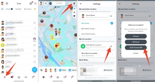 hide live location on snapchat