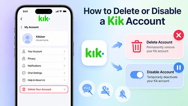 how to delete a kik account