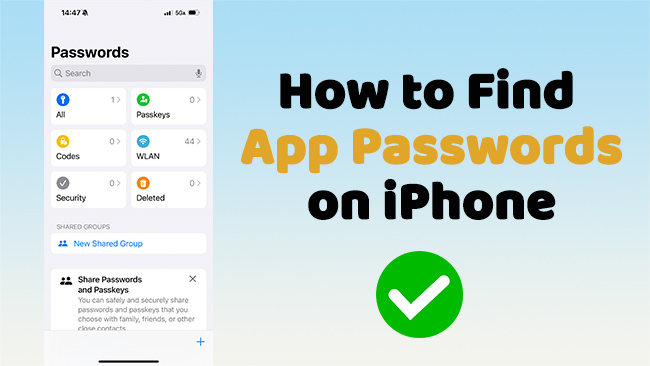 how to find app passwords on iphone