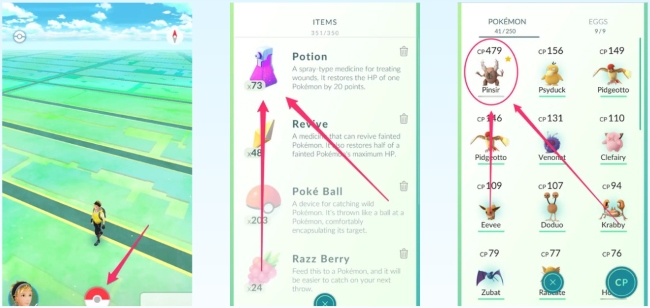 how to use potions in pokemon go