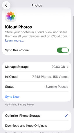 icloud photos options