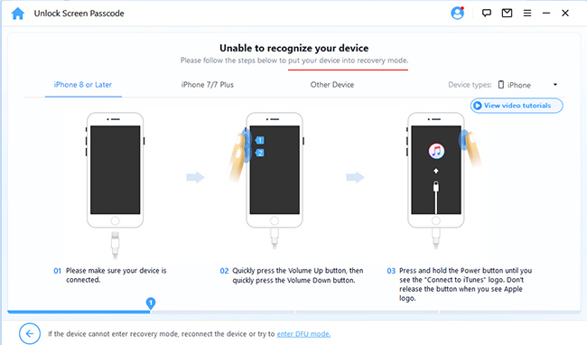 imyfone lockwiper put device into recovery mode