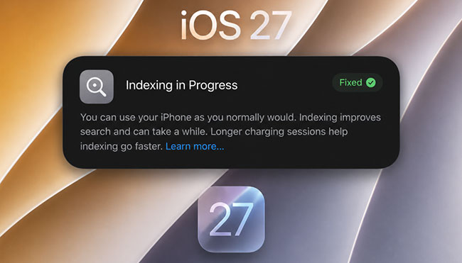 indexing in progress ios 27