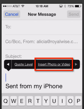 insert photo or video in mail
