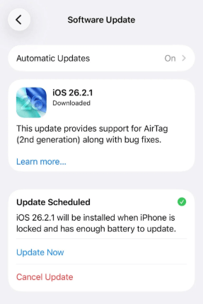 update to ios 26