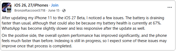 ios 27 battery drain facebook