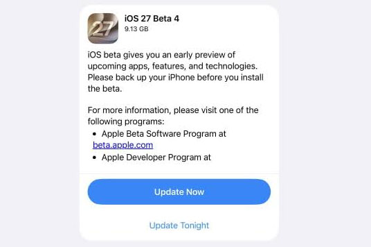 ios 27 beta 4