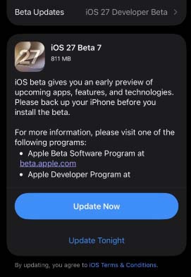 ios 27 beta