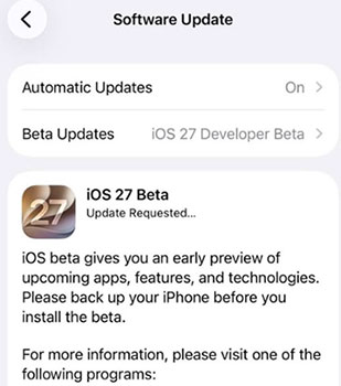 ios 27 beta updates