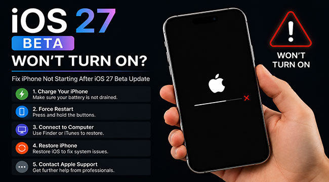 ios 27 beta wont turn on