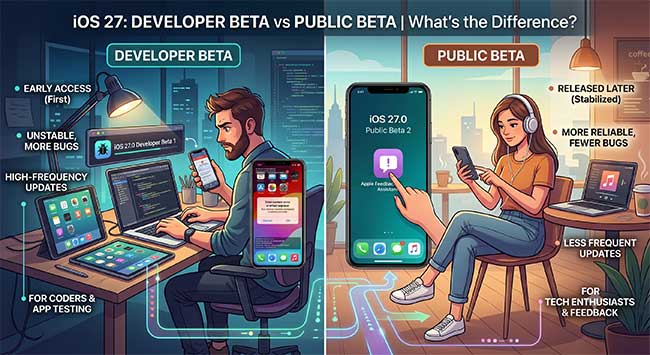 ios 27 developer beta vs public beta