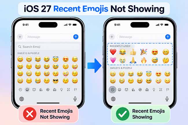 ios 27 recent emojis not showing
