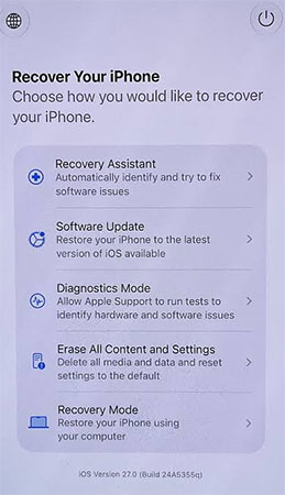 ios 27 recovery mode options