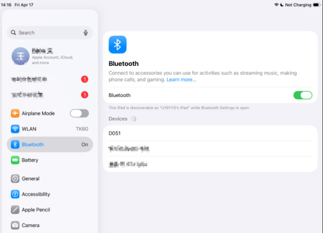 turn off ipad bluetooth