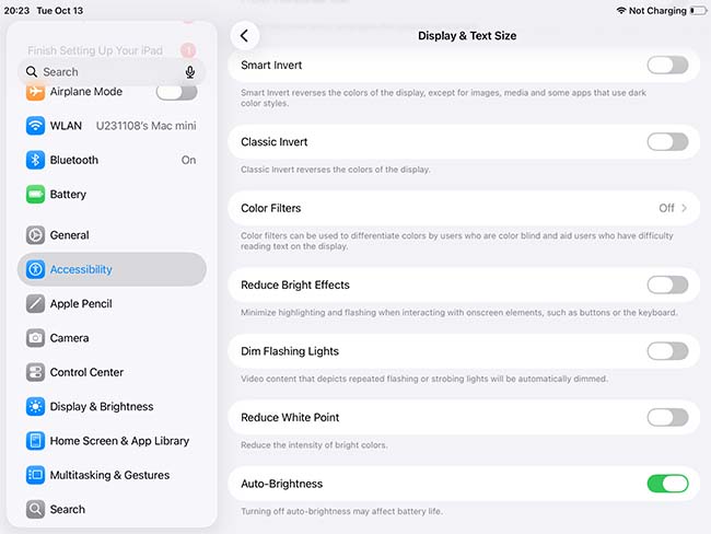 turn off auto brightness