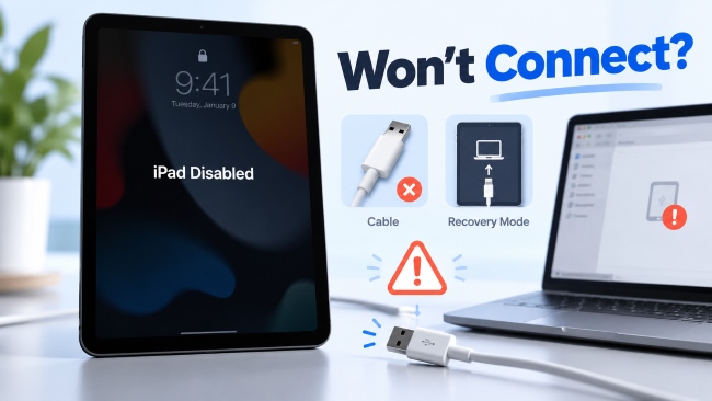 ipad is disabled wont connect to itunes