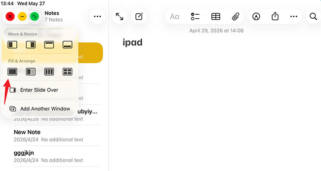 use ipad multitaking menu