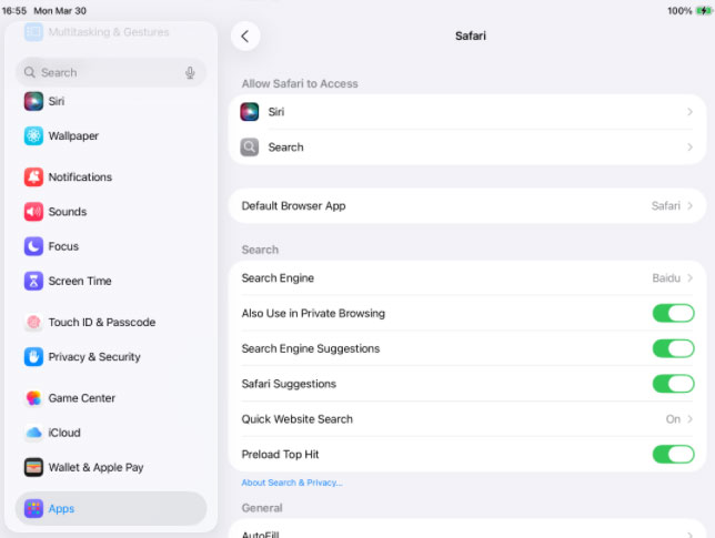 disable safari suggestions