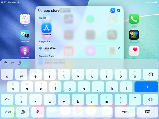 ipad search app home screen