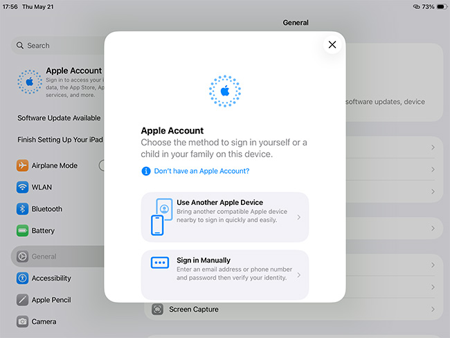 ipad sign in apple account
