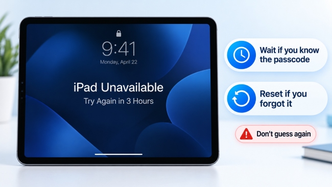 ipad unavailable try again in 3 hours