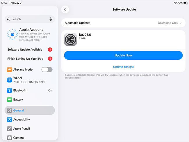 ipad update ios