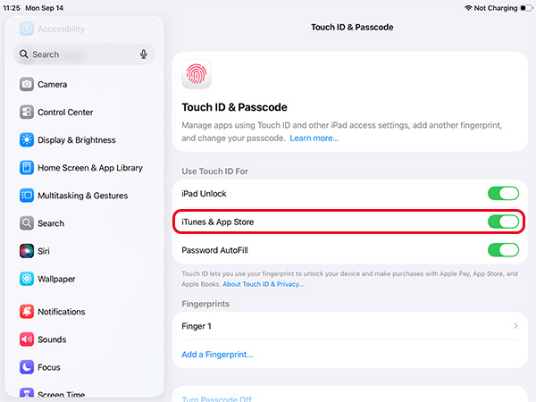 ipad use touch id for app store purchase