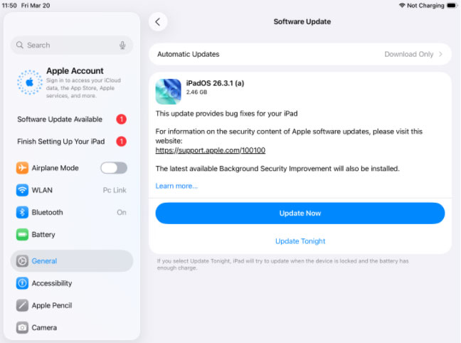 update to ipados 26