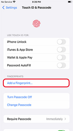 iphone add new fingerprint