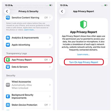 iphone app privacy report